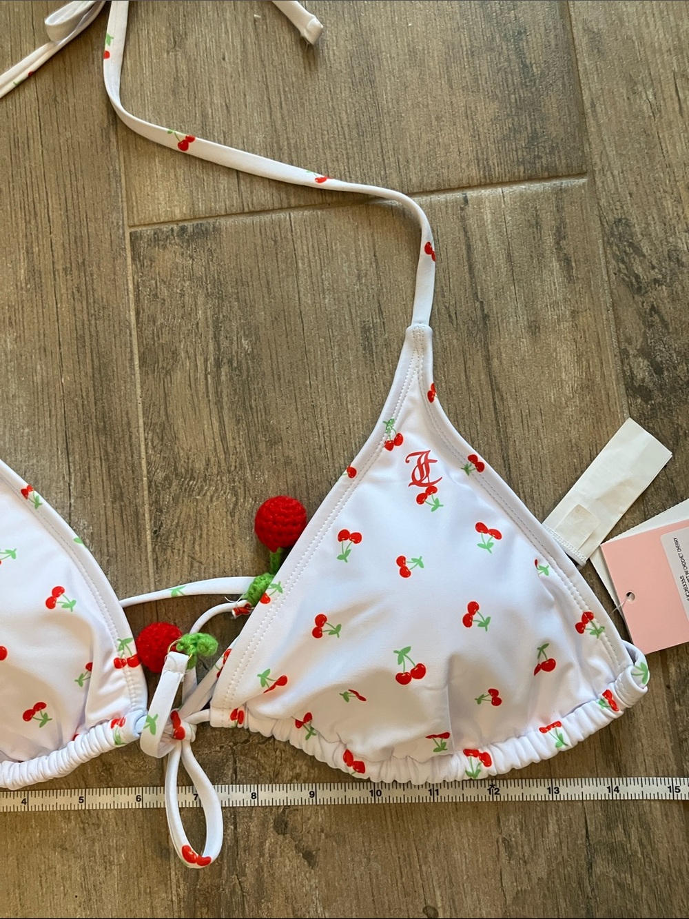 🍒Juicy Couture white bikini w/cherries all over sz XL NWT - Picture 10 of 11